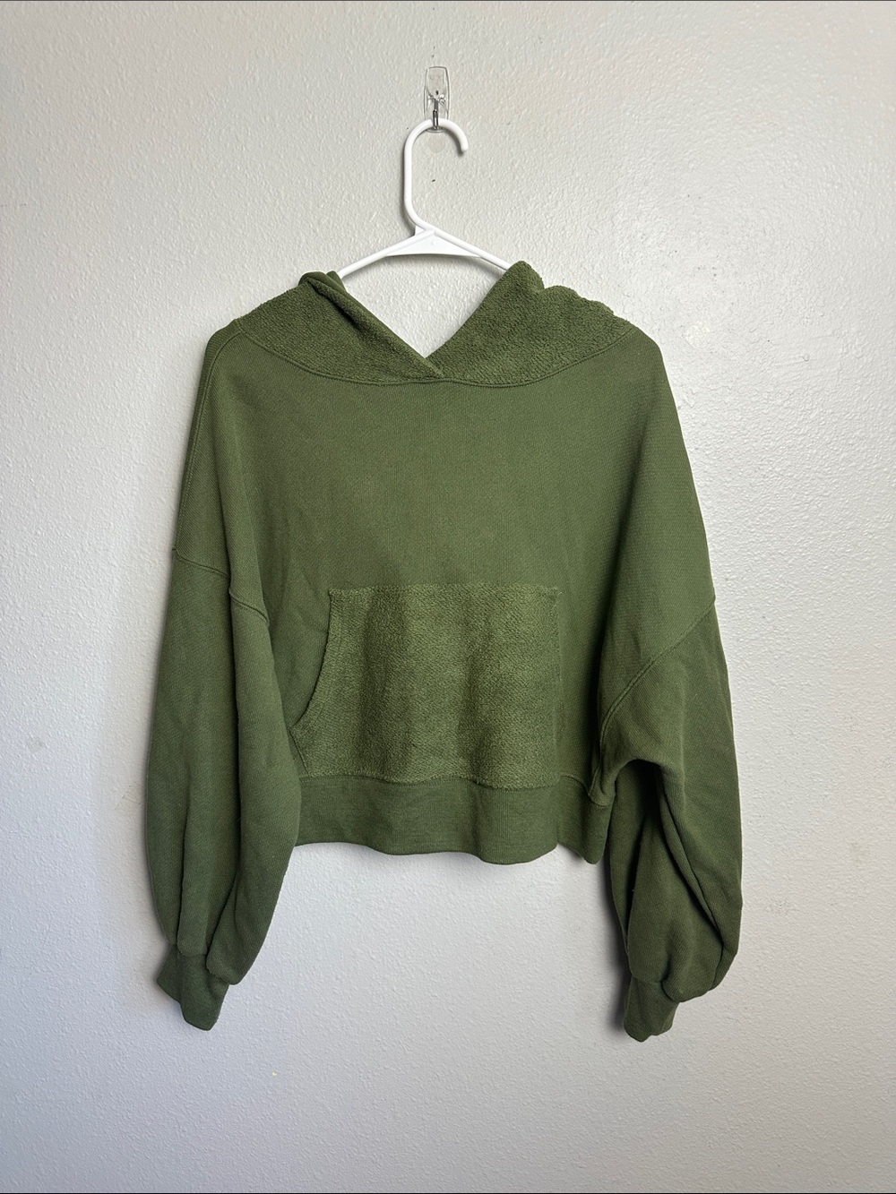 Zenana Outfitters Olive Green oversized Cropped Hooded Pullover